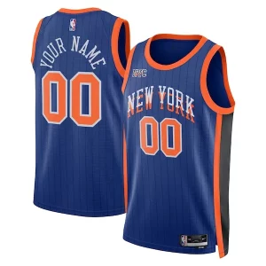 Resistente New York Knicks Nike Unisex 2023/24 Custom Swingman Jersey Blue City Edition  per i veri fan