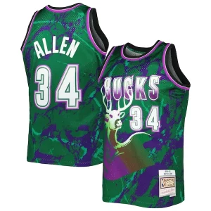 Resistente Ray Allen Milwaukee Bucks 1996/97 Hardwood Classics Marble Swingman Jersey Green  per i veri fan
