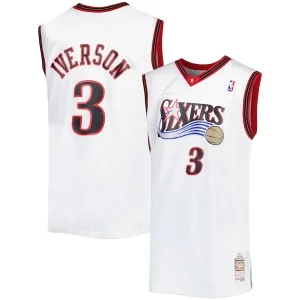 Robusto Allen Iverson Philadelphia 76ers Big & Tall Hardwood Classics 1996/97 Swingman Jersey White/Black/Red/Royal  per i veri fan