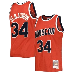 Robusto Trendy Cool Hakeem Olajuwon Houston Rockets 1993/94 Hardwood Classics Off Court Swingman Jersey Red  per i veri fan