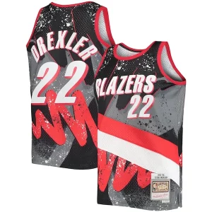 Sofisticato Clyde Drexler Portland Trail Blazers Hardwood Classics 1991/92 Hyper Hoops Swingman Jersey Black  per i veri fan