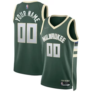 Sofisticato Milwaukee Bucks Nike 2021/22 Diamond Swingman Custom Jersey Icon Edition Hunter Green  per i veri fan