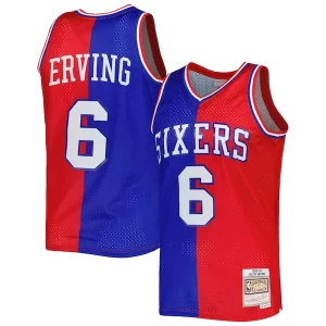 Splendido Fantastico Julius Erving Philadelphia 76ers Hardwood Classics 1982/83 Split Swingman Jersey Royal/Red  per i veri fan