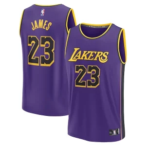 Splendido LeBron James Los Angeles Lakers 2022/23 Fast Break Replica Jersey Statement Edition Purple  per i veri fan