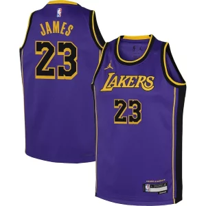 Elegante Raffinato LeBron James Los Angeles Lakers Jordan Brand Youth Performance Swingman Jersey Statement Purple  per i veri fan