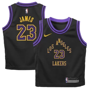 Splendido LeBron James Los Angeles Lakers Nike Preschool 2023/24 Swingman Replica Jersey City Edition Black  per i veri fan