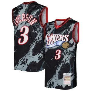 Stupendo Allen Iverson Philadelphia 76ers 2000/01 Hardwood Classics Marble Swingman Jersey Black  per i veri fan