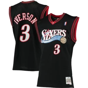 Stupendo Meraviglioso Allen Iverson Philadelphia 76ers 2000/01 Big & Tall Hardwood Classics Swingman Jersey Black/Red/Royal/White  per i veri fan