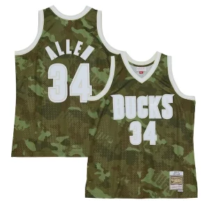 Stupendo Sofisticato Pratico Ray Allen Milwaukee Bucks Hardwood Classics 2000/01 Ghost Green Swingman Jersey Camo  per i veri fan