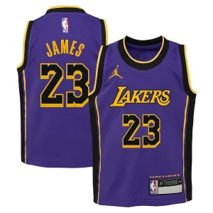 Stupendo Versatile Cool LeBron James Los Angeles Lakers Jordan Brand Preschool 2022/23 Dri FIT Replica Jersey Statement Edition Purple per i veri fan