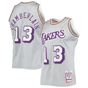 Trendy Incantevole Raffinato Wilt Chamberlain Los Angeles Lakers 75th Anniversary 1971/72 Hardwood Classics Swingman Jersey Silver  per i veri fan