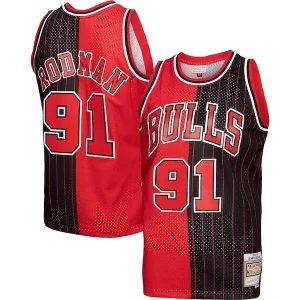 Trendy Ottimo Attraente Dennis Rodman Chicago Bulls Hardwood Classics 1995/96 Split Swingman Jersey Red/Black  per i veri fan