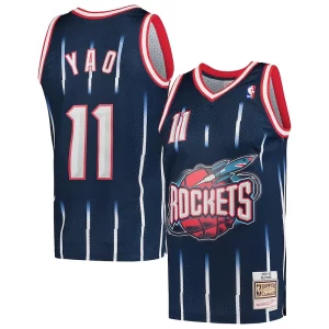 Trendy Stupendo Incantevole Yao Ming Houston Rockets Hardwood Classics 2002 03 Swingman Jersey Navy  per i veri fan