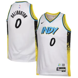 Trendy Tyrese Haliburton Indiana Pacers Nike Youth 2024/25 Swingman Player Jersey City Edition White  per i veri fan