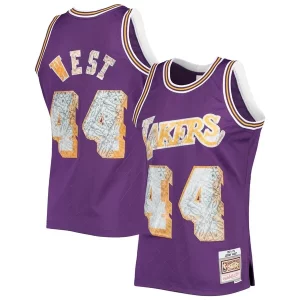 Versatile Jerry West Los Angeles Lakers 1971/72 Hardwood Classics NBA 75th Anniversary Diamond Swingman Jersey Purple  per i veri fan