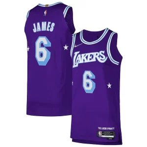 Versatile LeBron James Los Angeles Lakers Nike Authentic Player Jersey City Edition Purple  per i veri fan