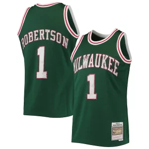 Versatile Oscar Robertson Milwaukee Bucks 1996/97 Hardwood Classics NBA 75th Anniversary Diamond Swingman Jersey Green  per i veri fan